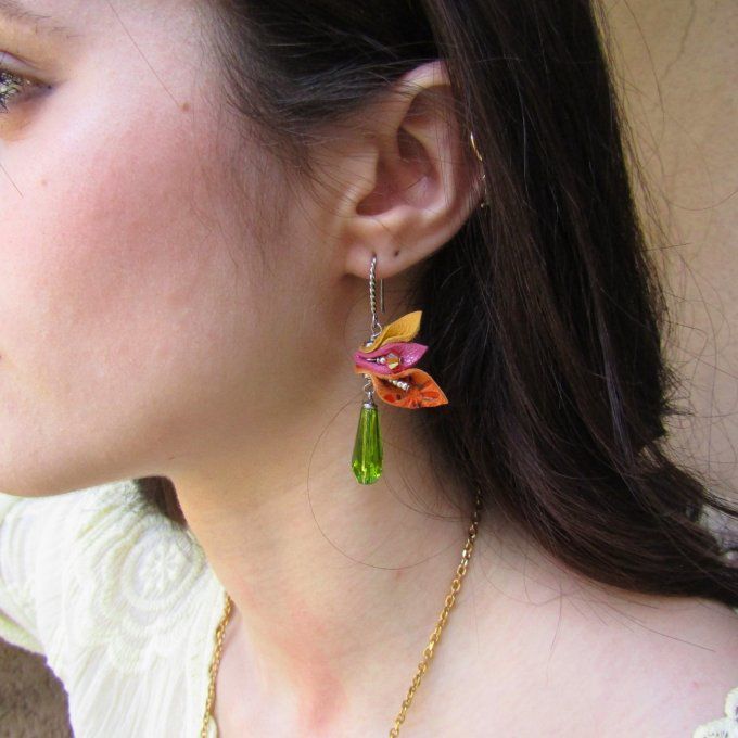 BOUCLES ANCOLIE GOUTTE VERTE