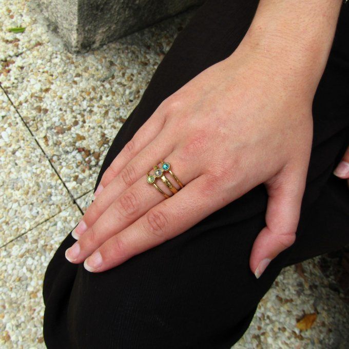 BAGUE TRINITE DEGRADE TURQUOISE