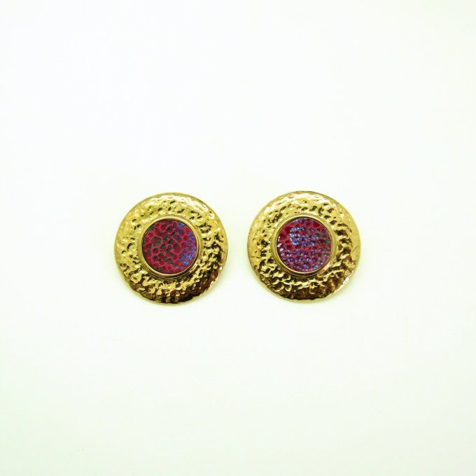 BOUCLES BELENOS FUSHIA ACIER/DORE