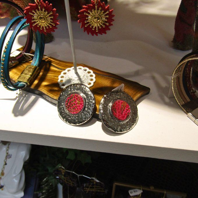 BOUCLES BELENOS FUSHIA ACIER/DORE