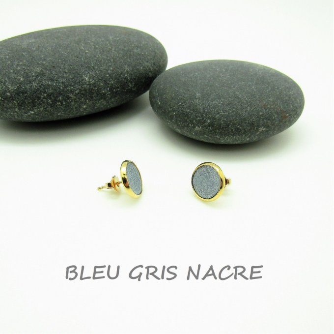 PUCES D'OREILLES BLEU GRIS