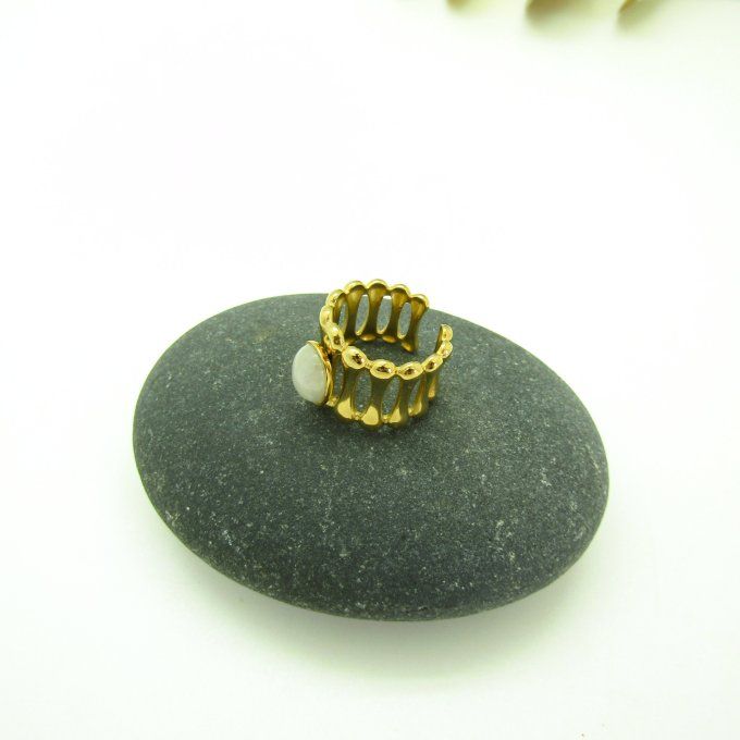 BAGUE BONES PIERRE DE LUNE