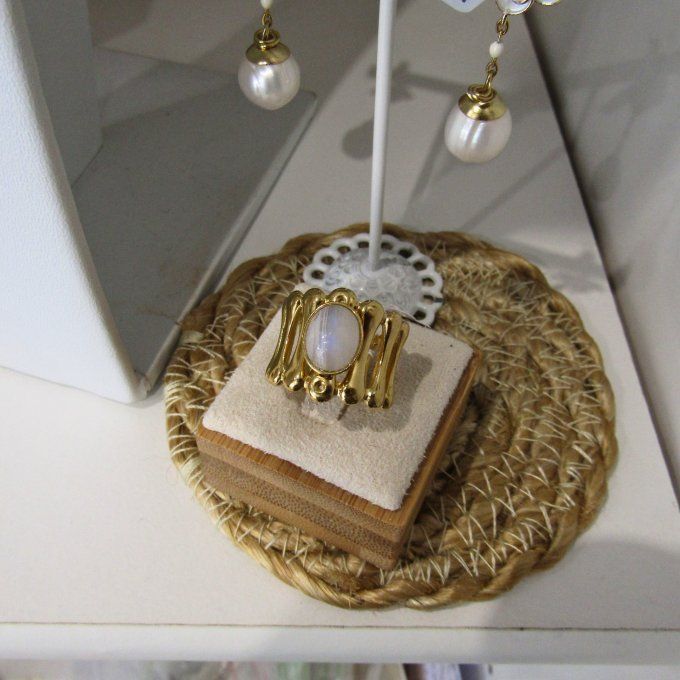 BAGUE BONES PIERRE DE LUNE