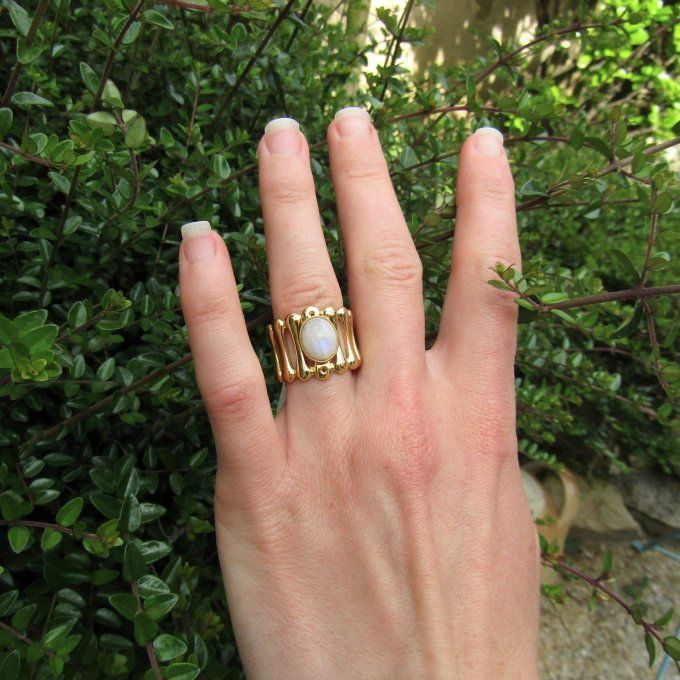 BAGUE BONES PIERRE DE LUNE