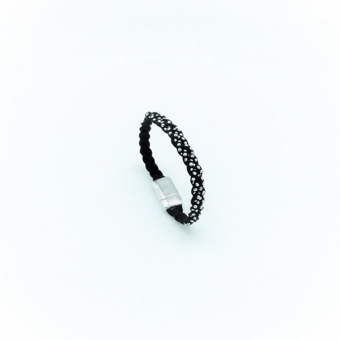 BRACELET BRAID NOIR ARGENT