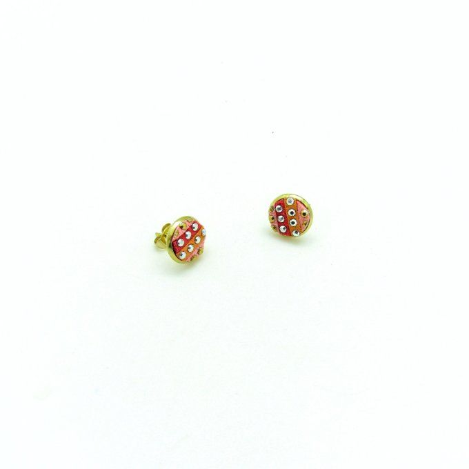PUCES D'OREILLES BRAID CORAIL ROSE ORANGE
