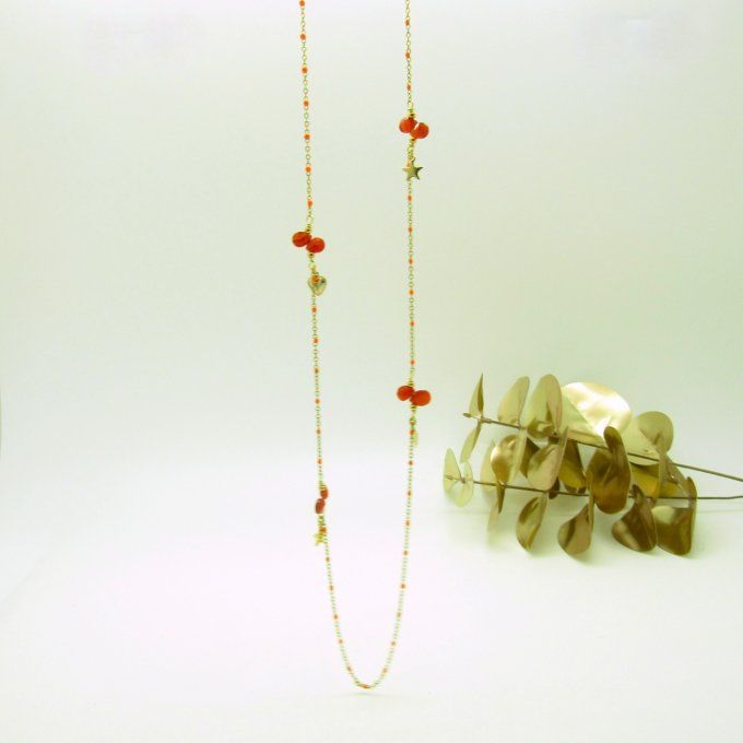 SAUTOIR BRIOLETTES CORNALINE