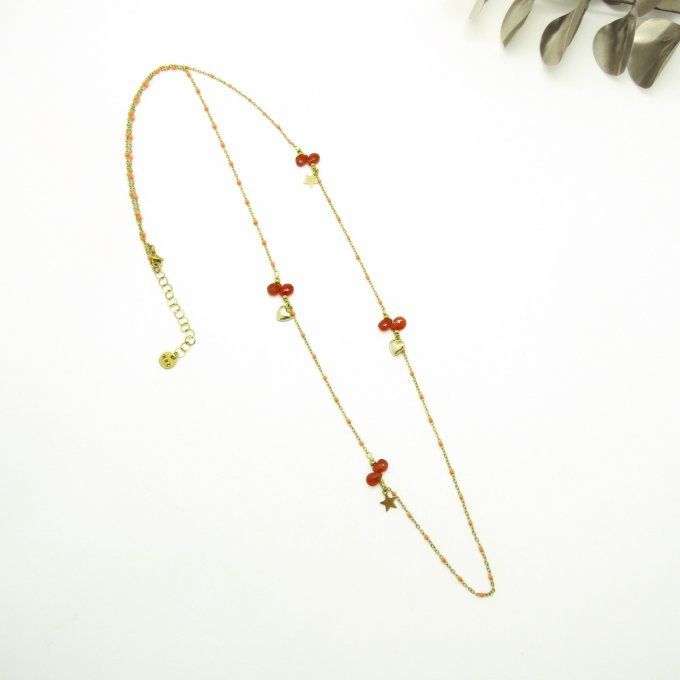 SAUTOIR BRIOLETTES CORNALINE