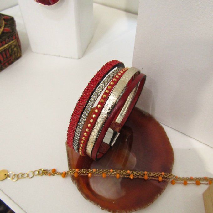  BRACELET CEPHEE ROUGE DORE