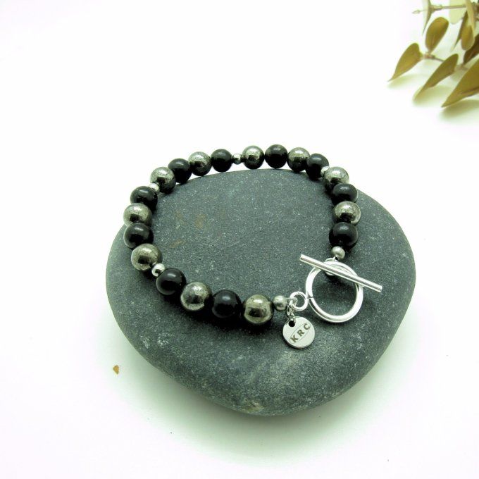 BRACELET CLINT PYRITE ET SHUNGITE 
