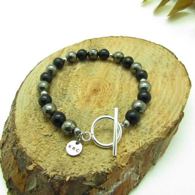 BRACELET CLINT PYRITE ET SHUNGITE 