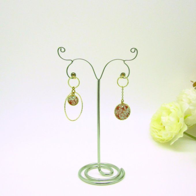 BOUCLES  DUALITE FLEURS CORAIL