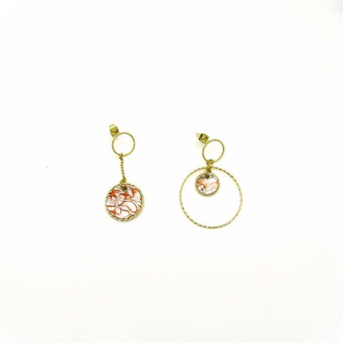 BOUCLES  DUALITE FLEURS CORAIL