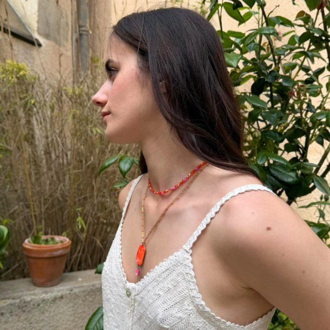 COLLIER ELECTRIC PINK ORANGE 