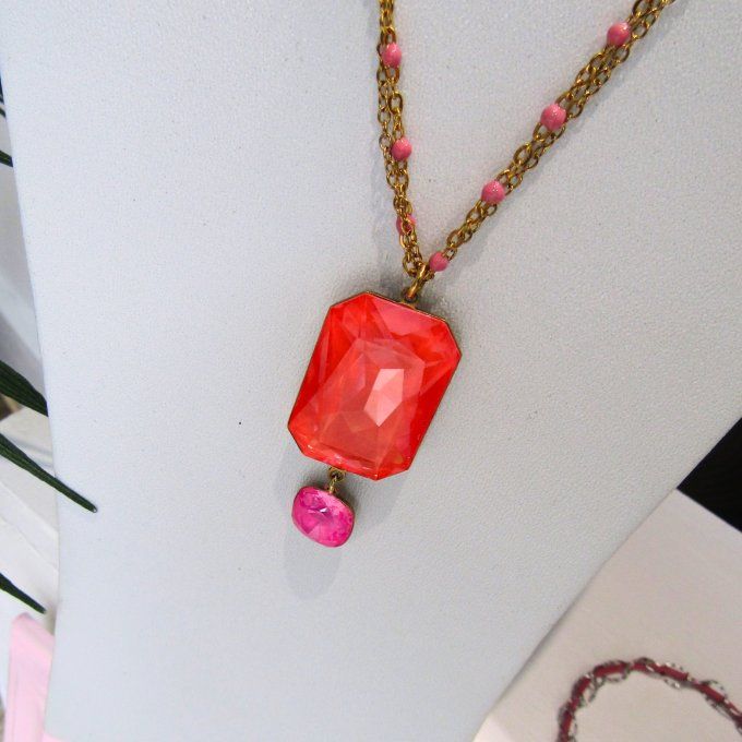 COLLIER ELECTRIC PINK ORANGE 