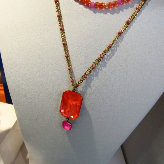 COLLIER ELECTRIC PINK ORANGE 