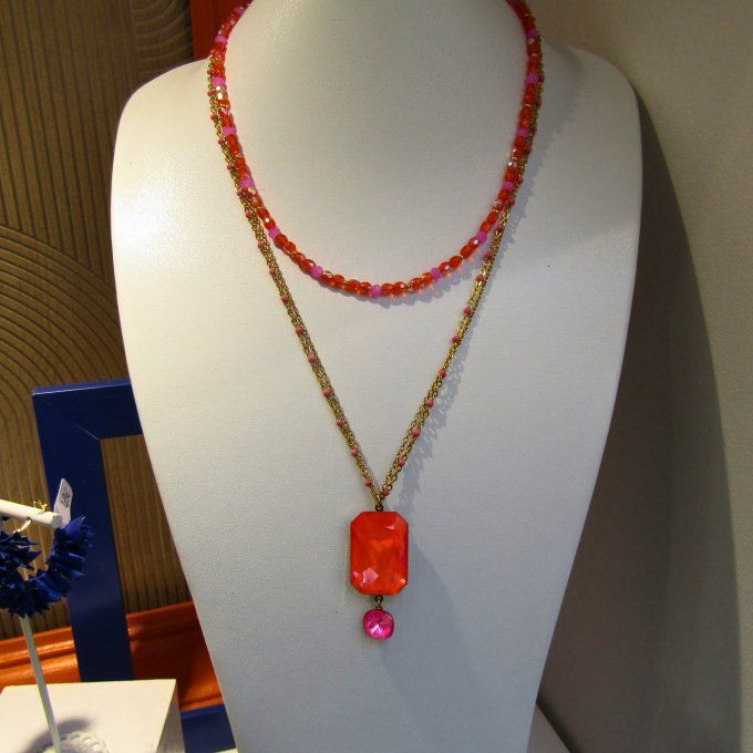 COLLIER ELECTRIC PINK ORANGE 