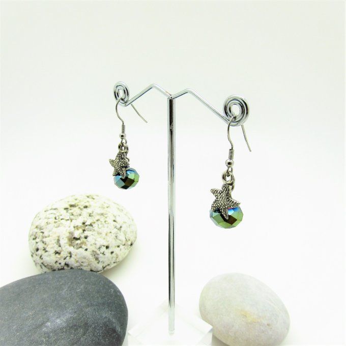 BOUCLES ESTRELLA VERT METAL 