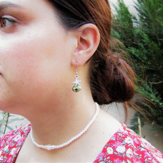 BOUCLES ESTRELLA VERT METAL 