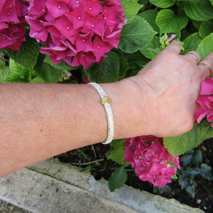 BRACELET FAN BLANC OR GINKGO
