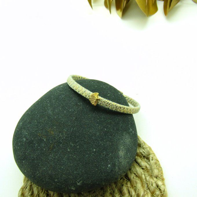 BRACELET FAN BLANC OR GINKGO
