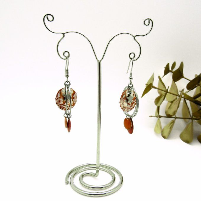 BOUCLES FIRST FLEURS CORAIL LONGUES