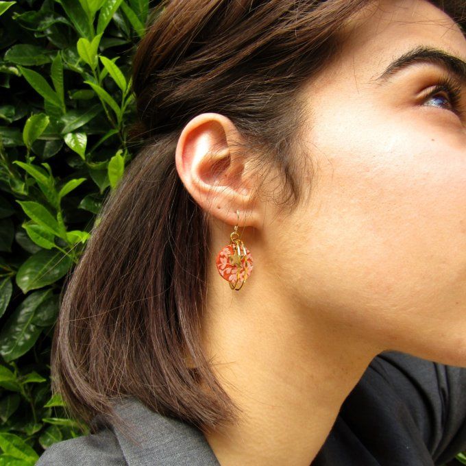 BOUCLES FIRST FLEURS CORAIL