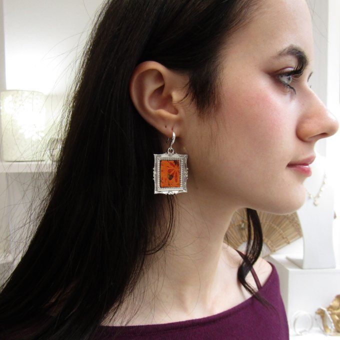 BOUCLES GALERIE ORANGE PLATINE 