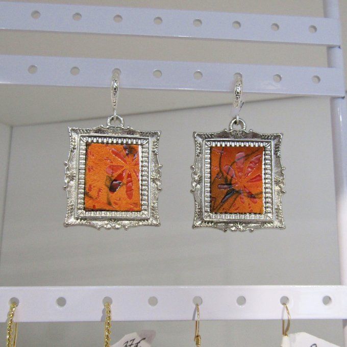 BOUCLES GALERIE ORANGE PLATINE 