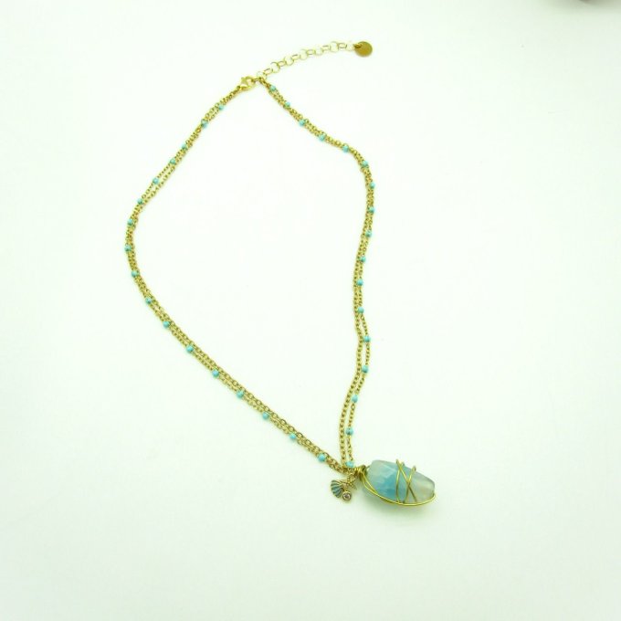 COLLIER GEM AGATE BLEUE 