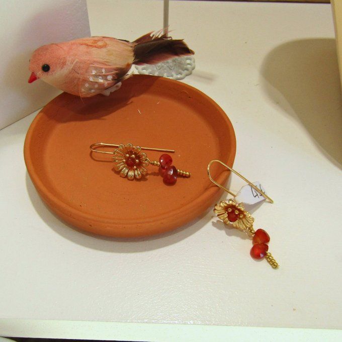 BOUCLES GERBERA CORNALINE 