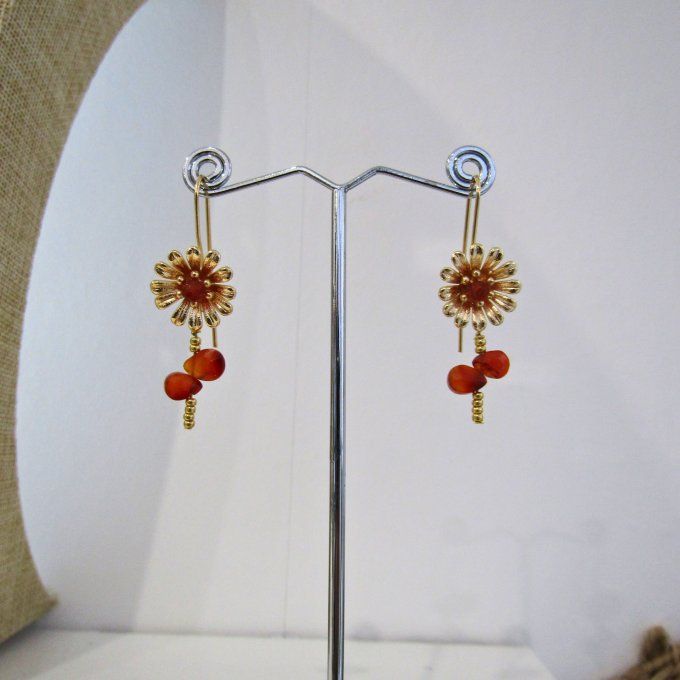 BOUCLES GERBERA CORNALINE 