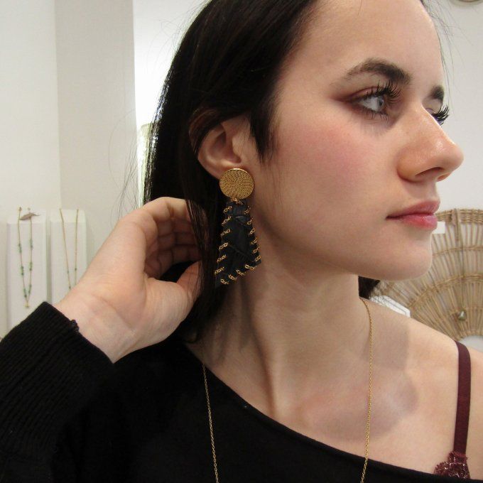BOUCLES GLEPNIR CROCO NOIR