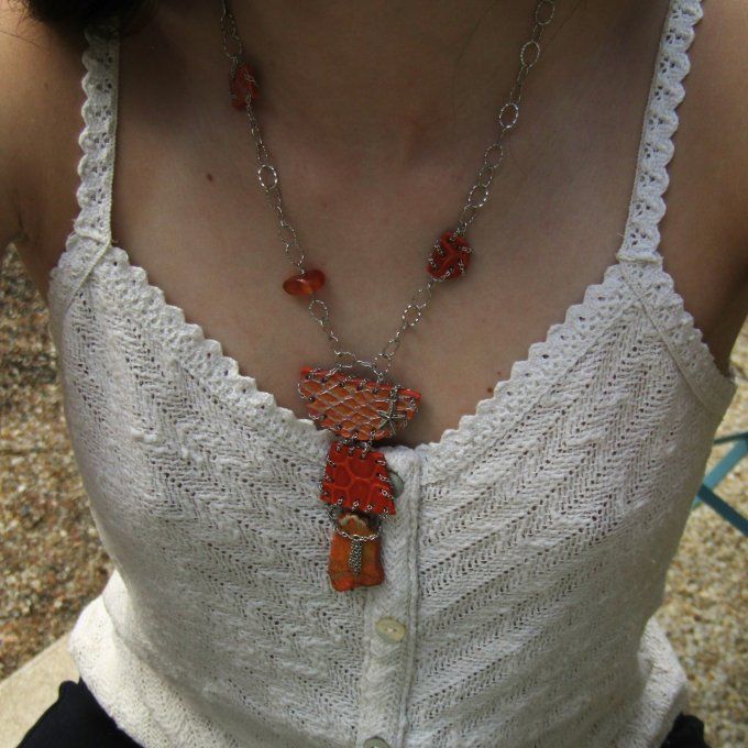 COLLIER GLEPNIR JASPE ORANGE