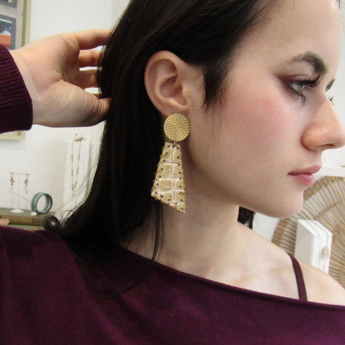 BOUCLES GLEPNIR CROCO BEIGE