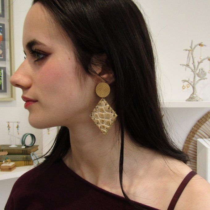 BOUCLES GLEPNIR CROCO BEIGE