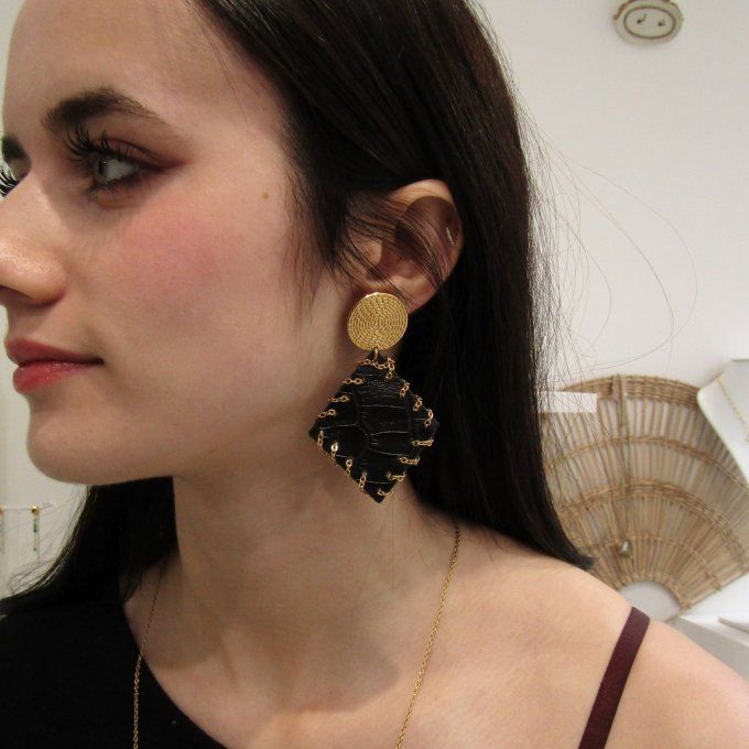 BOUCLES GLEPNIR CROCO NOIR