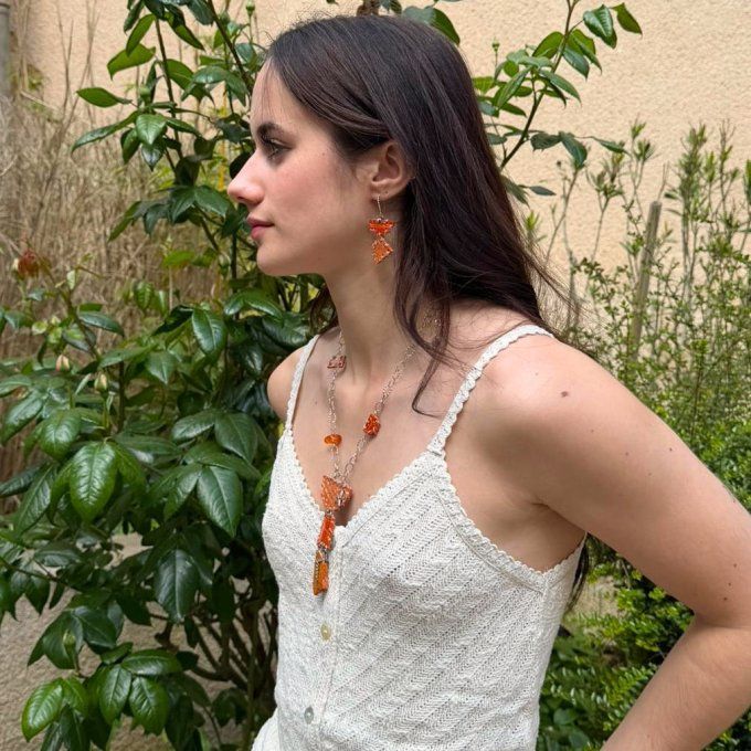 COLLIER GLEPNIR JASPE ORANGE