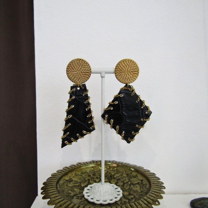 BOUCLES GLEPNIR CROCO NOIR