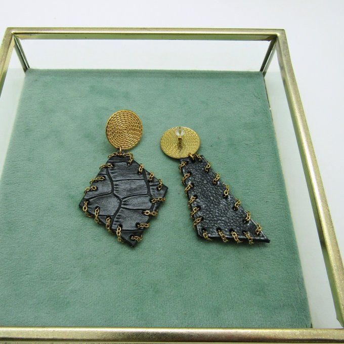 BOUCLES GLEPNIR CROCO NOIR