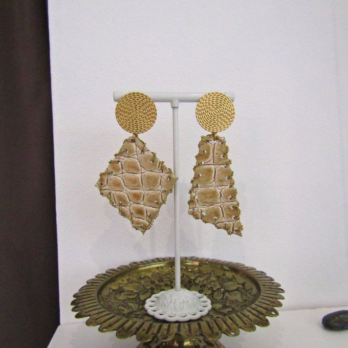BOUCLES GLEPNIR CROCO BEIGE