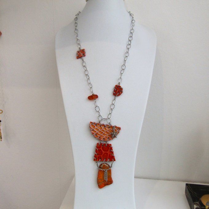 COLLIER GLEPNIR JASPE ORANGE