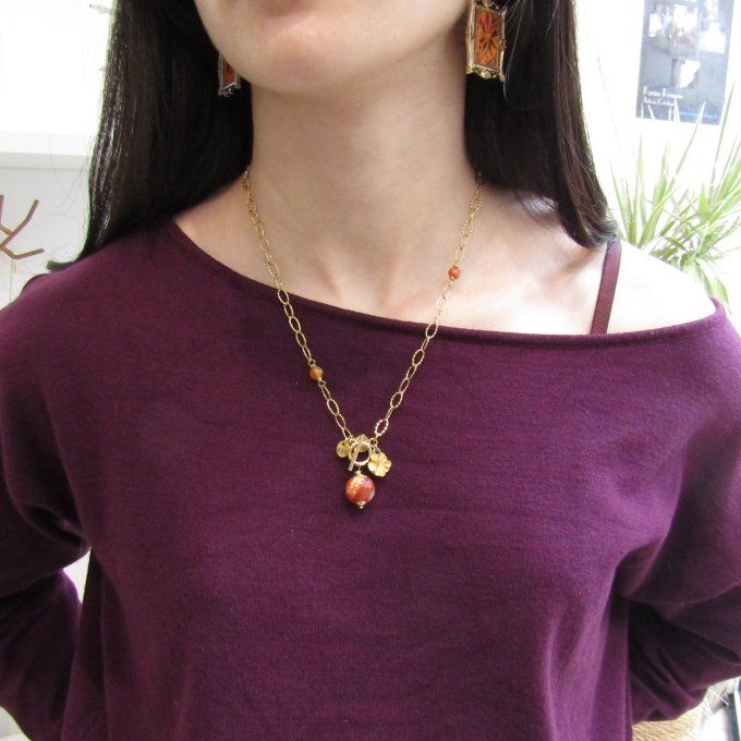 COLLIER GRIGRI AGATE DE FEU