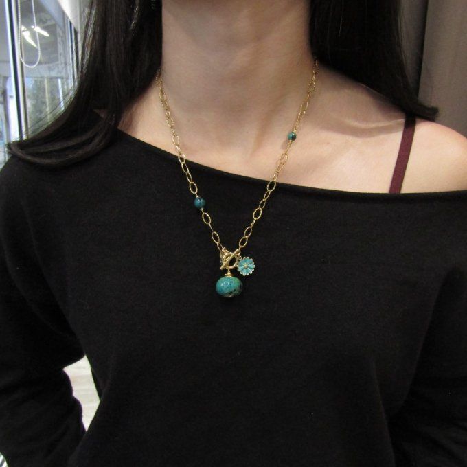COLLIER GRIGRI CHRYSOCOLLE