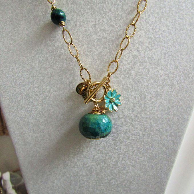 COLLIER GRIGRI CHRYSOCOLLE