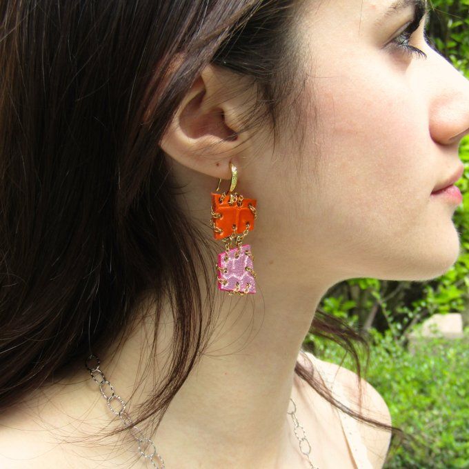 BOUCLES HOLI ROSE ORANGE 