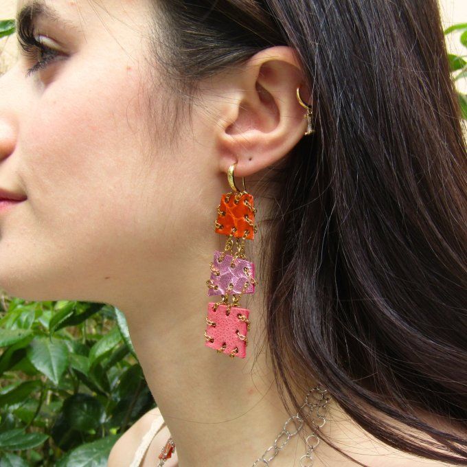 BOUCLES HOLI ROSE ORANGE LONGUES