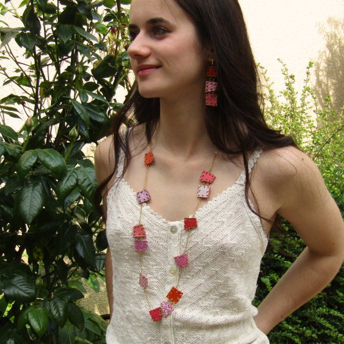BOUCLES HOLI ROSE ORANGE LONGUES