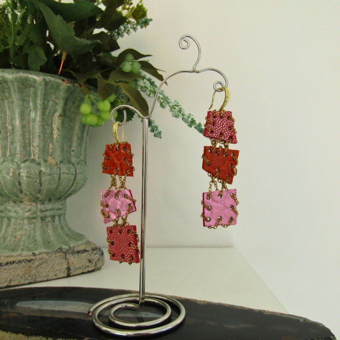 BOUCLES HOLI ROSE ORANGE LONGUES