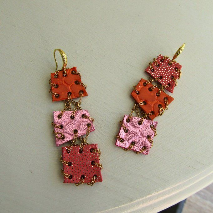 BOUCLES HOLI ROSE ORANGE LONGUES